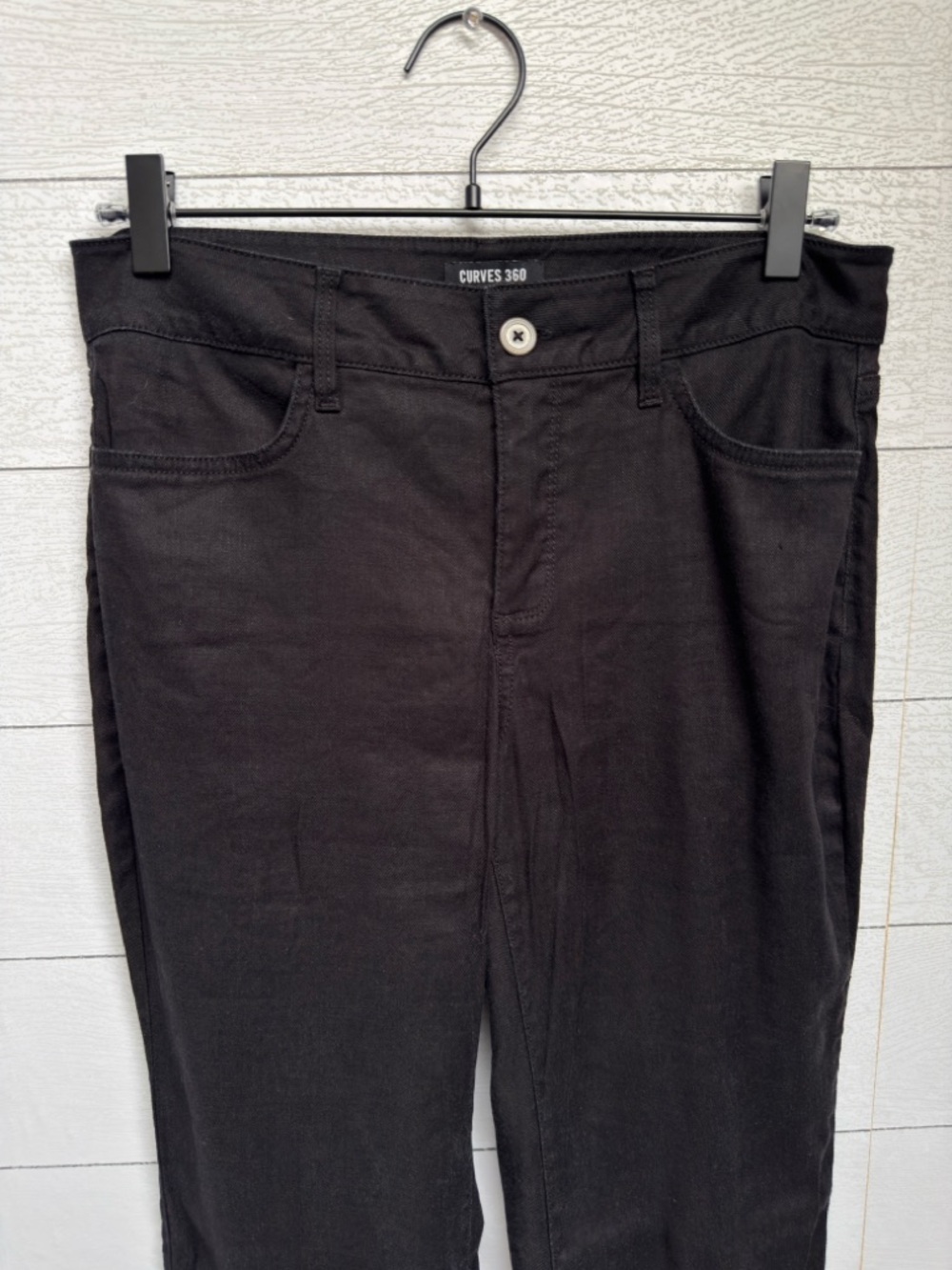 Curves 360 NYDJ Black Linen Blend Straight Leg Pants Stretch Slim Size 4 - Picture 4 of 16